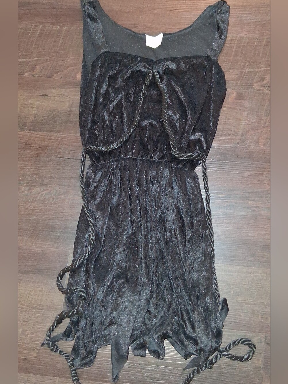Whimsy Costume Black Velvet Rope-Detail Sleeveless Dress